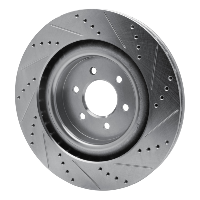 Dodge Viper Brake Rotor (1) - Rear Left - R1 Concepts - Drilled & Slotted - Silver - `03-`17
